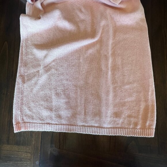 VINTAGE Soft Pink/Peachy Sweater Midi Dress with Lace collar & tie, Size Small - Picture 5 of 10